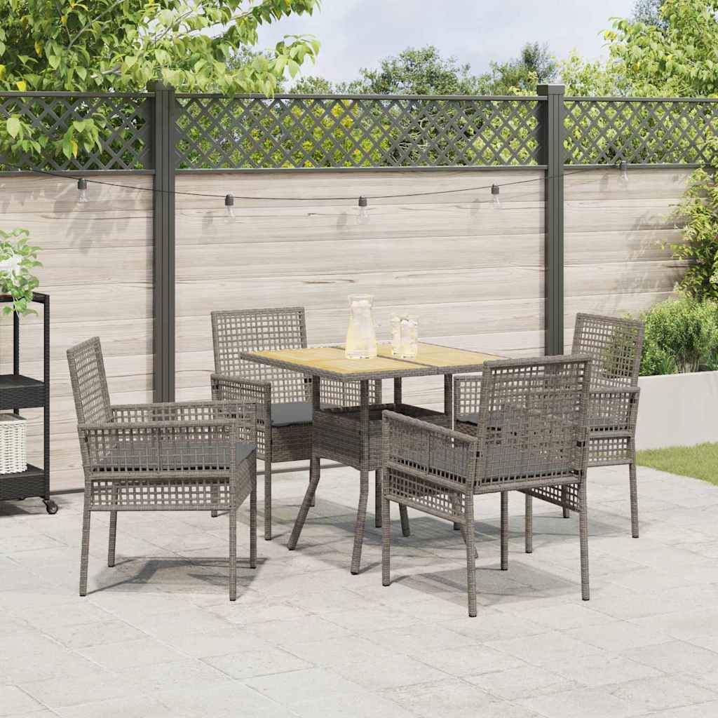 Garten Essgruppe 5 pcs Grau Poly Rattan