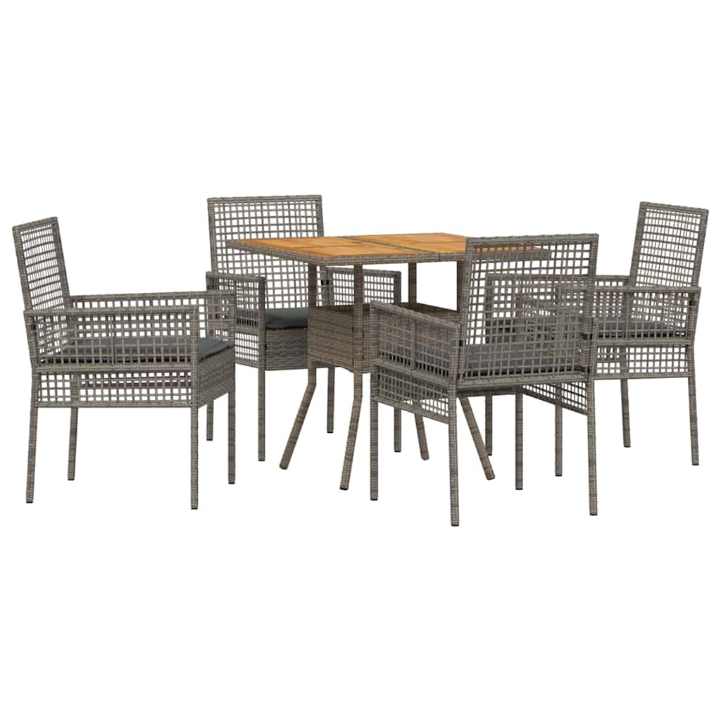 Garten Essgruppe 5 pcs Grau Poly Rattan