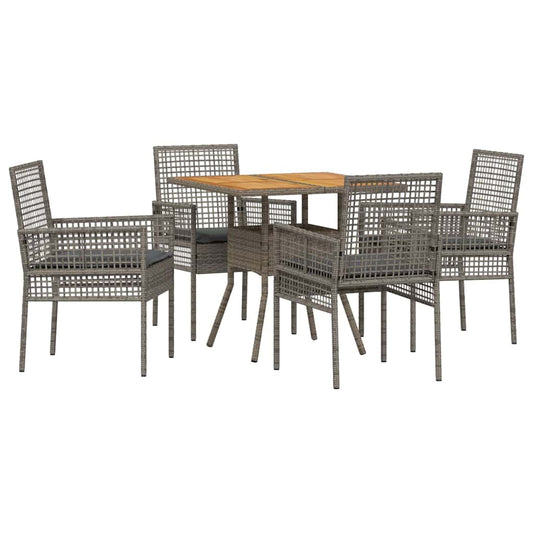 Garten Essgruppe 5 pcs Grau Poly Rattan