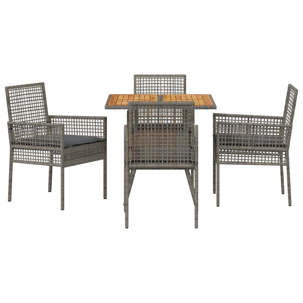 Garten Essgruppe 5 pcs Grau Poly Rattan