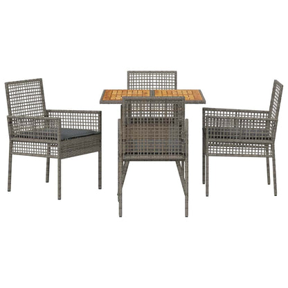 Garten Essgruppe 5 pcs Grau Poly Rattan