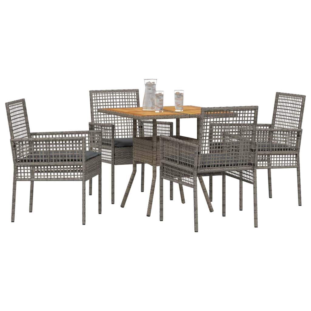 Garten Essgruppe 5 pcs Grau Poly Rattan