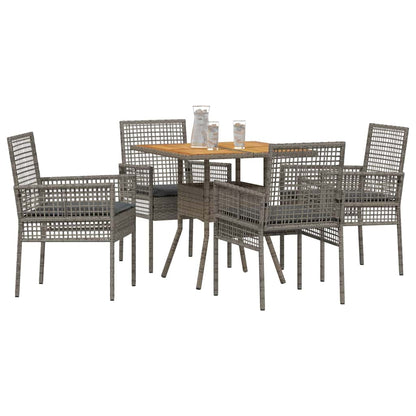 Garten Essgruppe 5 pcs Grau Poly Rattan