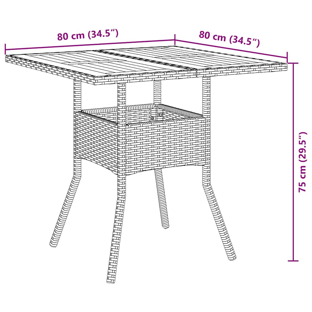 Garten Essgruppe 5 pcs Grau Poly Rattan