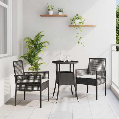 Garten Essgruppe 3 pcs Schwarz Poly Rattan