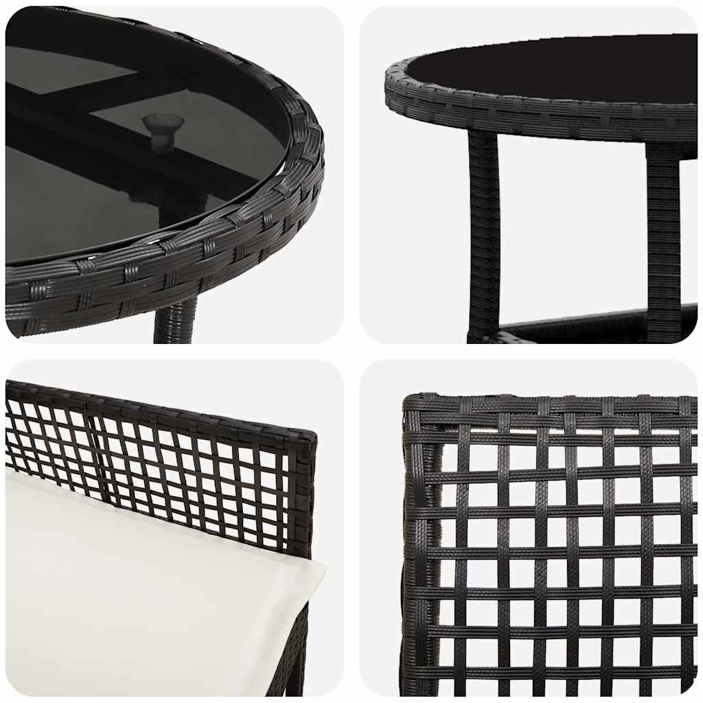 Garten Essgruppe 5 pcs Schwarz Poly Rattan