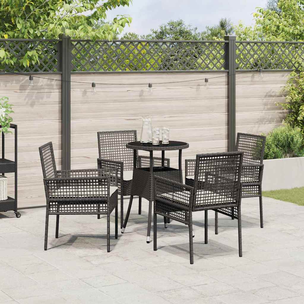 Garten Essgruppe 5 pcs Schwarz Poly Rattan