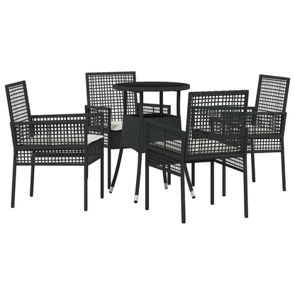 Garten Essgruppe 5 pcs Schwarz Poly Rattan