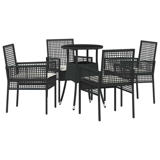Garten Essgruppe 5 pcs Schwarz Poly Rattan