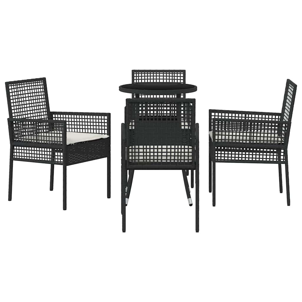 Garten Essgruppe 5 pcs Schwarz Poly Rattan