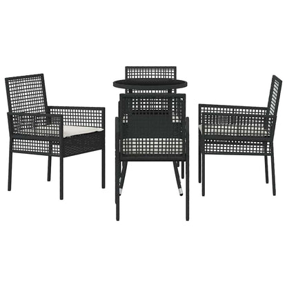Garten Essgruppe 5 pcs Schwarz Poly Rattan