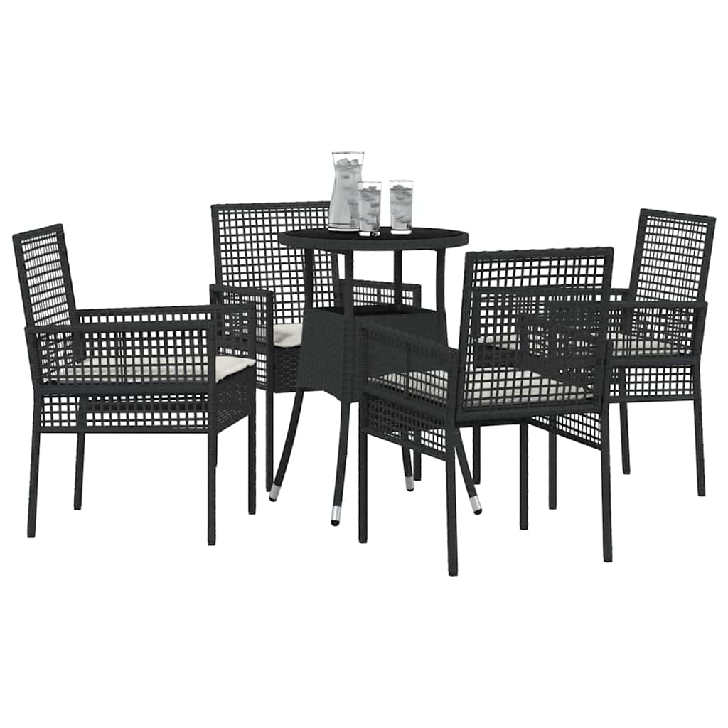 Garten Essgruppe 5 pcs Schwarz Poly Rattan