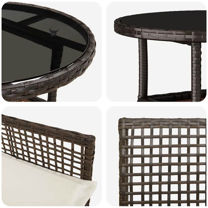 Garten Essgruppe 3 pcs Braun Poly Rattan