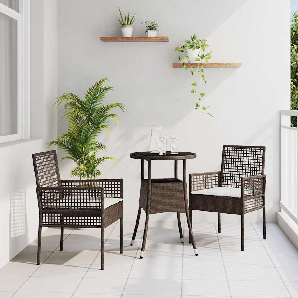 Garten Essgruppe 3 pcs Braun Poly Rattan