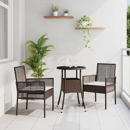 Garten Essgruppe 3 pcs Braun Poly Rattan