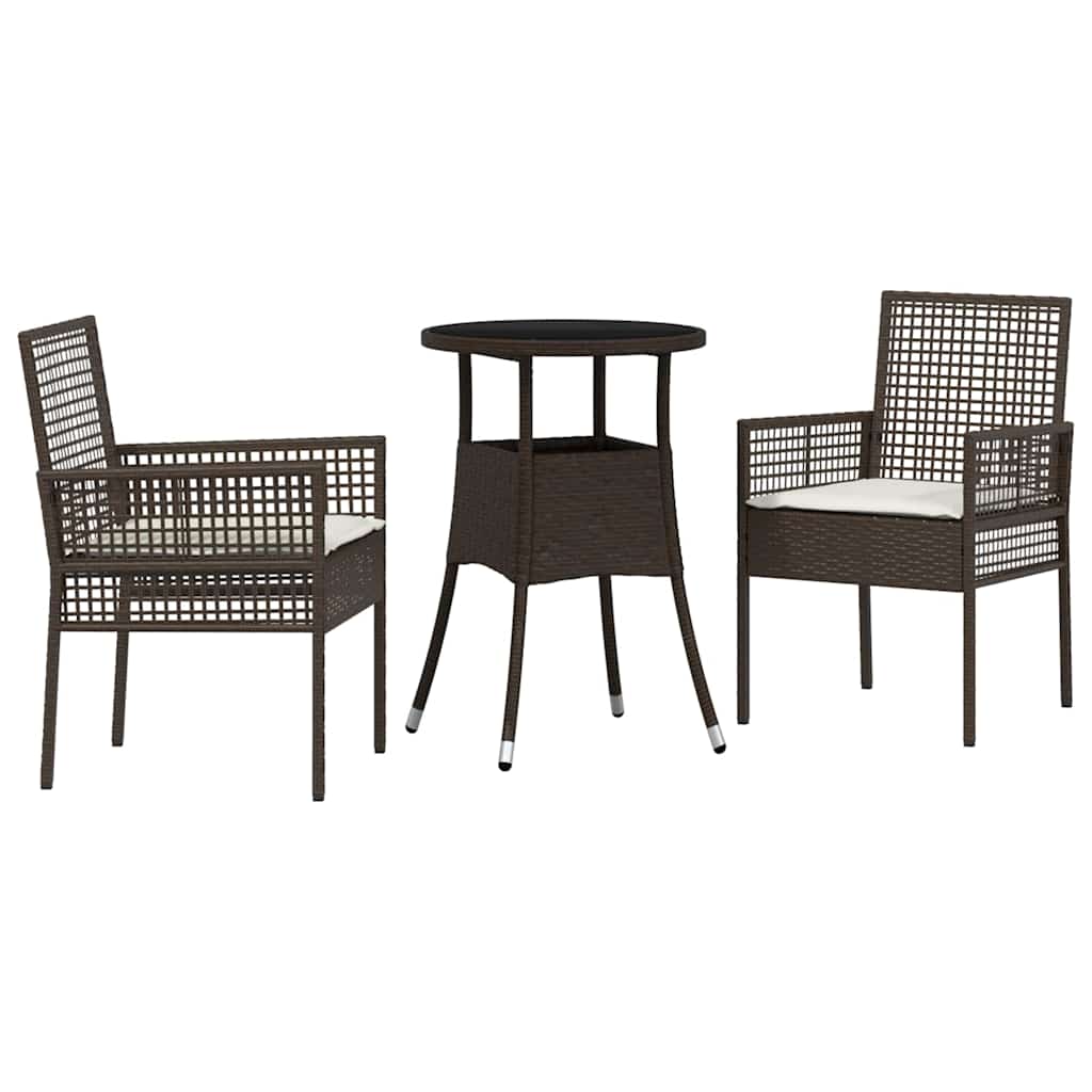 Garten Essgruppe 3 pcs Braun Poly Rattan