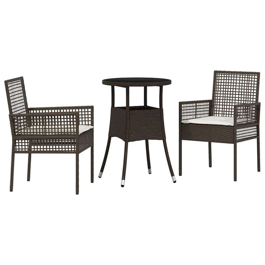 Garten Essgruppe 3 pcs Braun Poly Rattan