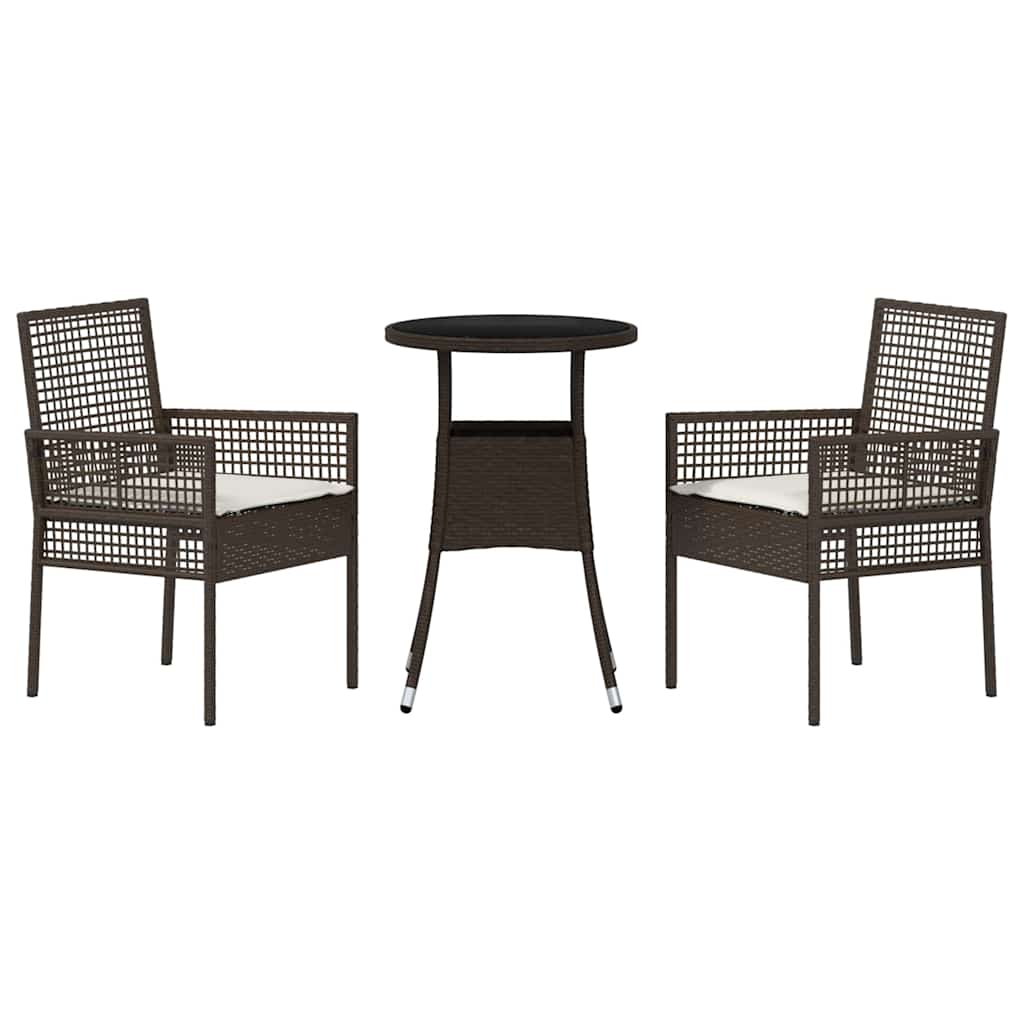 Garten Essgruppe 3 pcs Braun Poly Rattan