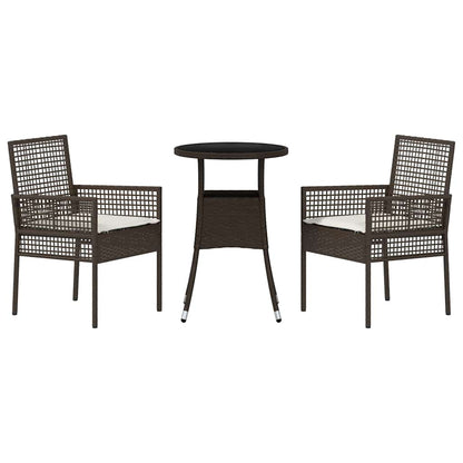 Garten Essgruppe 3 pcs Braun Poly Rattan