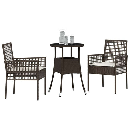 Garten Essgruppe 3 pcs Braun Poly Rattan