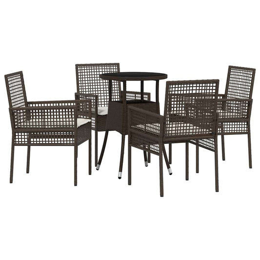 Garten Essgruppe 5 pcs Braun Poly Rattan