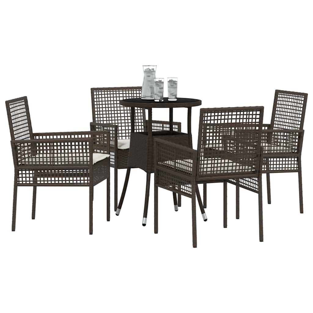 Garten Essgruppe 5 pcs Braun Poly Rattan