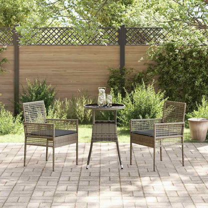 Garten Essgruppe 3 pcs Grau Poly Rattan