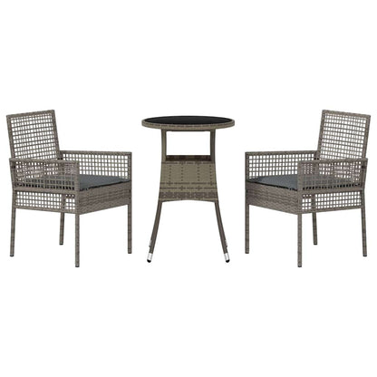 Garten Essgruppe 3 pcs Grau Poly Rattan