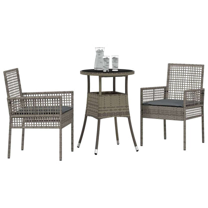 Garten Essgruppe 3 pcs Grau Poly Rattan