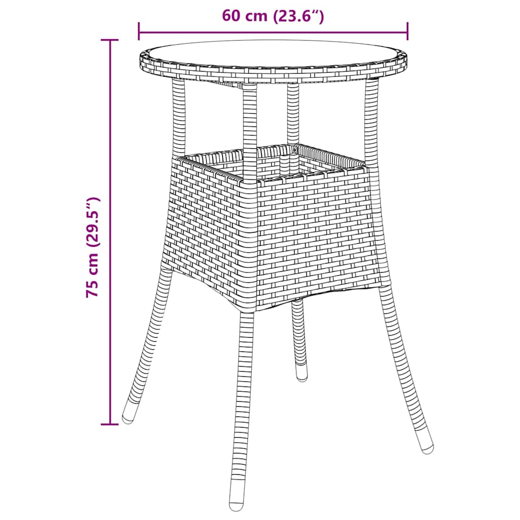 Garten Essgruppe 3 pcs Grau Poly Rattan