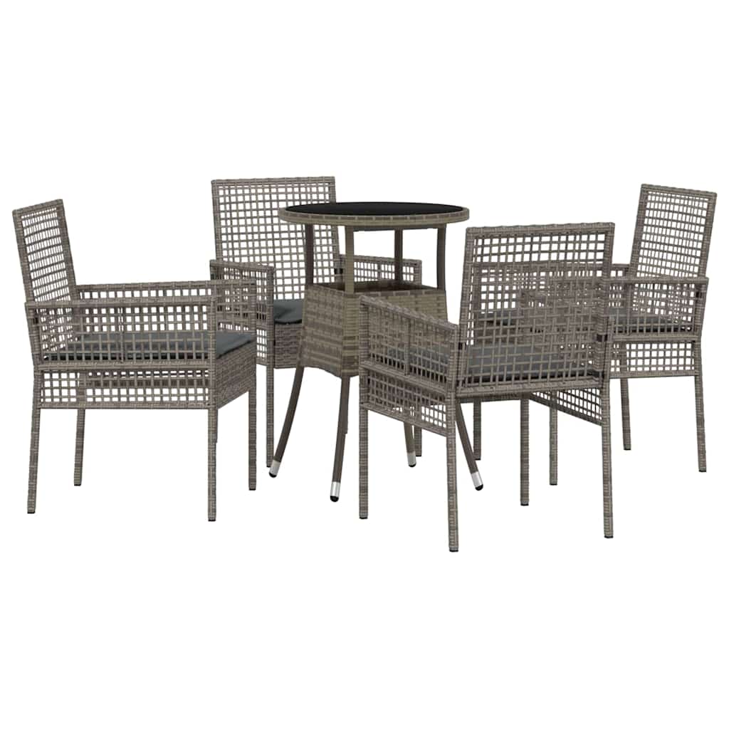 Garten Essgruppe 5 pcs Grau Poly Rattan