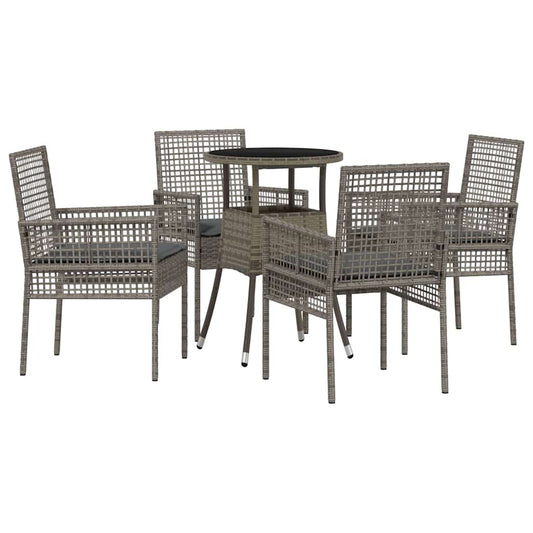 Garten Essgruppe 5 pcs Grau Poly Rattan