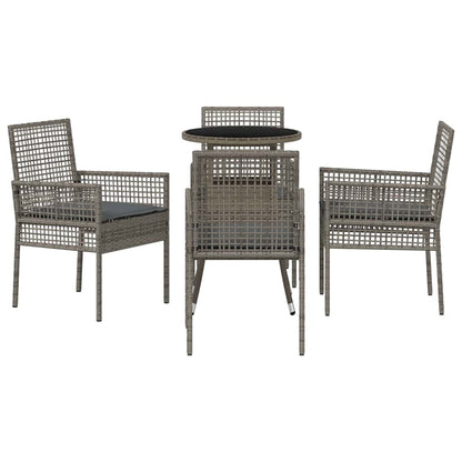Garten Essgruppe 5 pcs Grau Poly Rattan