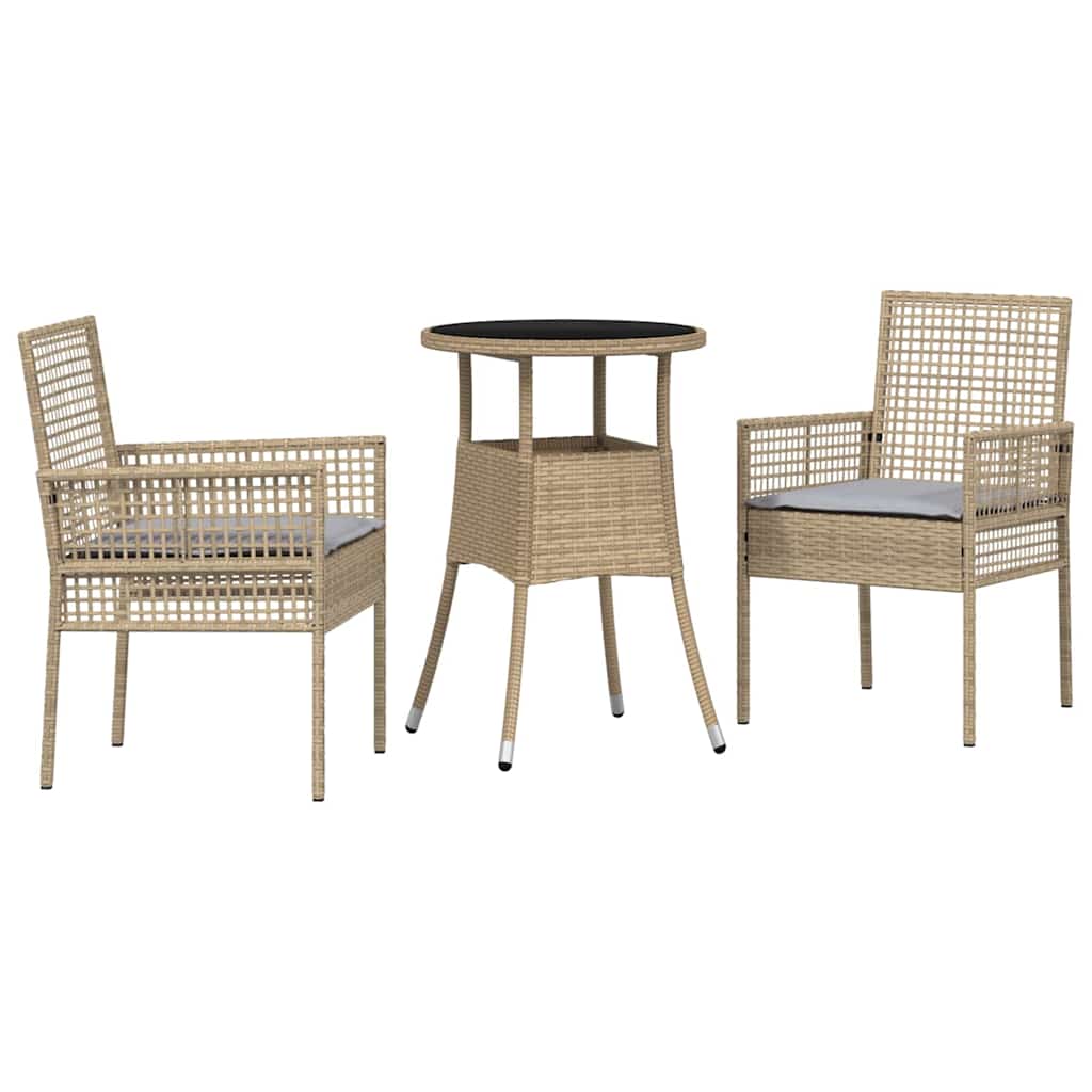 Garten Essgruppe 3 pcs Beige Poly Rattan