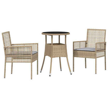 Garten Essgruppe 3 pcs Beige Poly Rattan