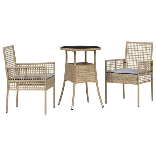 Garten Essgruppe 3 pcs Beige Poly Rattan