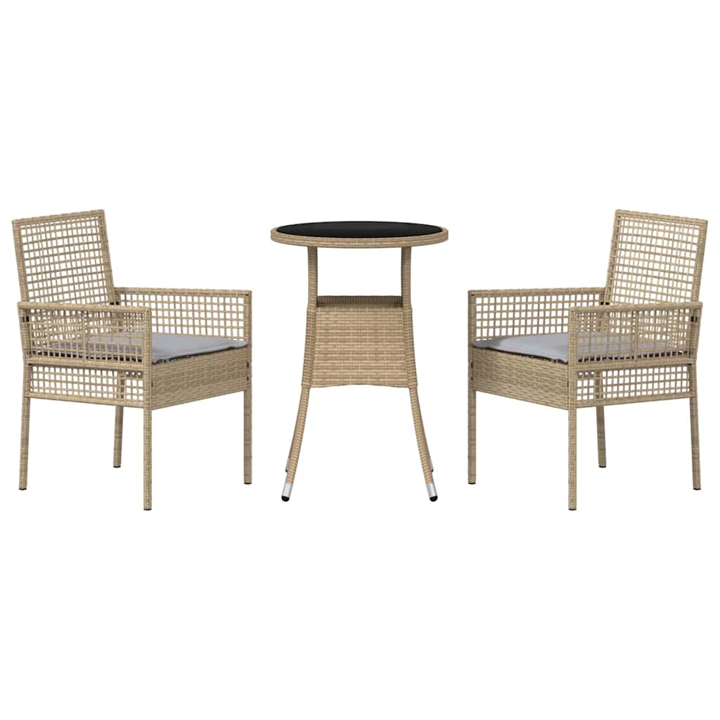 Garten Essgruppe 3 pcs Beige Poly Rattan
