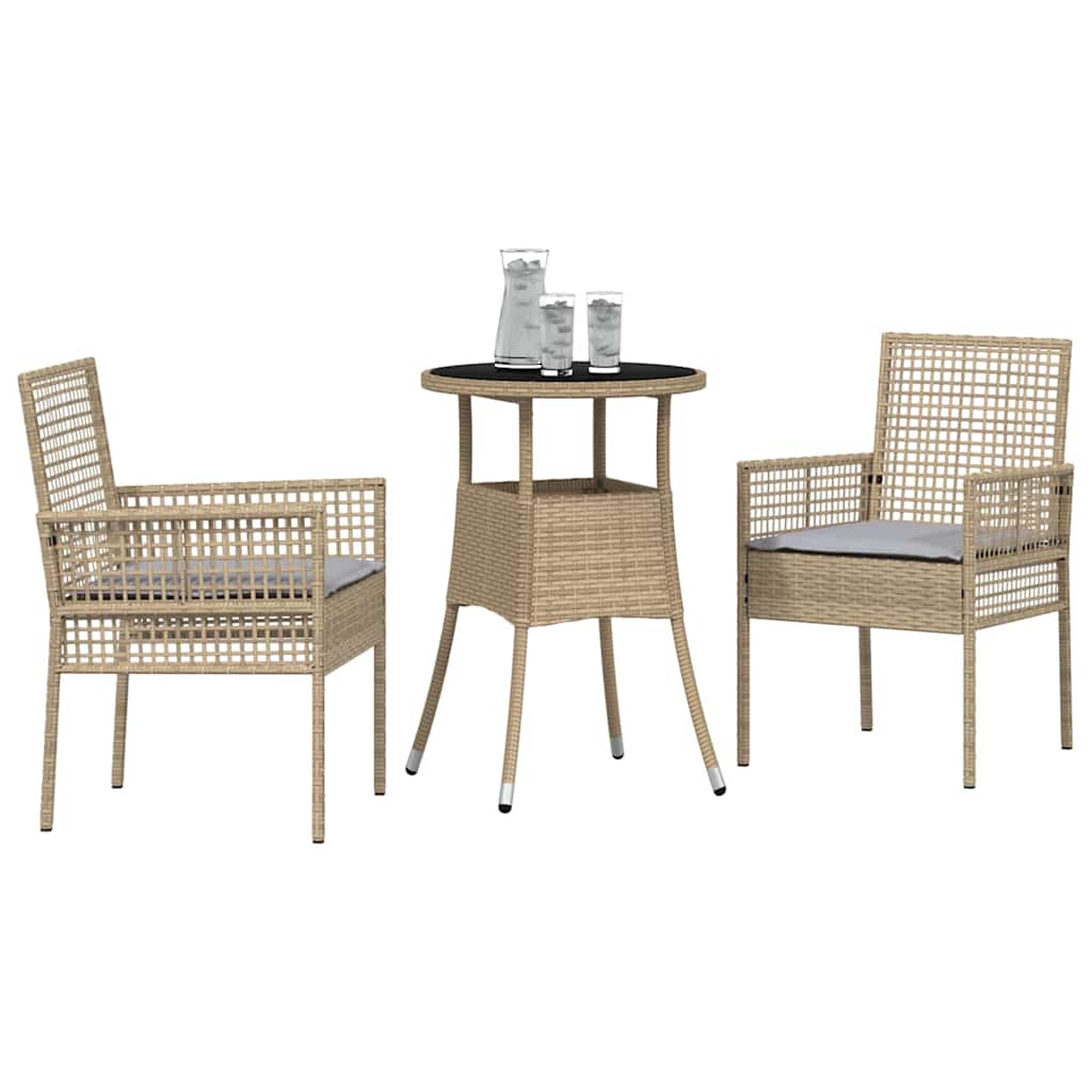 Garten Essgruppe 3 pcs Beige Poly Rattan