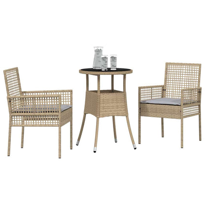 Garten Essgruppe 3 pcs Beige Poly Rattan