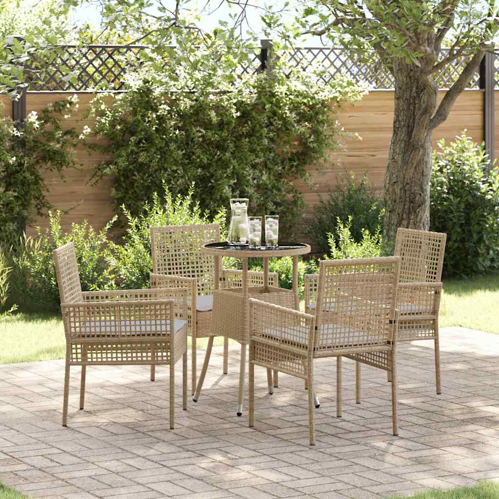 Garten Essgruppe 5 pcs Beige Poly Rattan