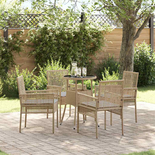 Garten Essgruppe 5 pcs Beige Poly Rattan