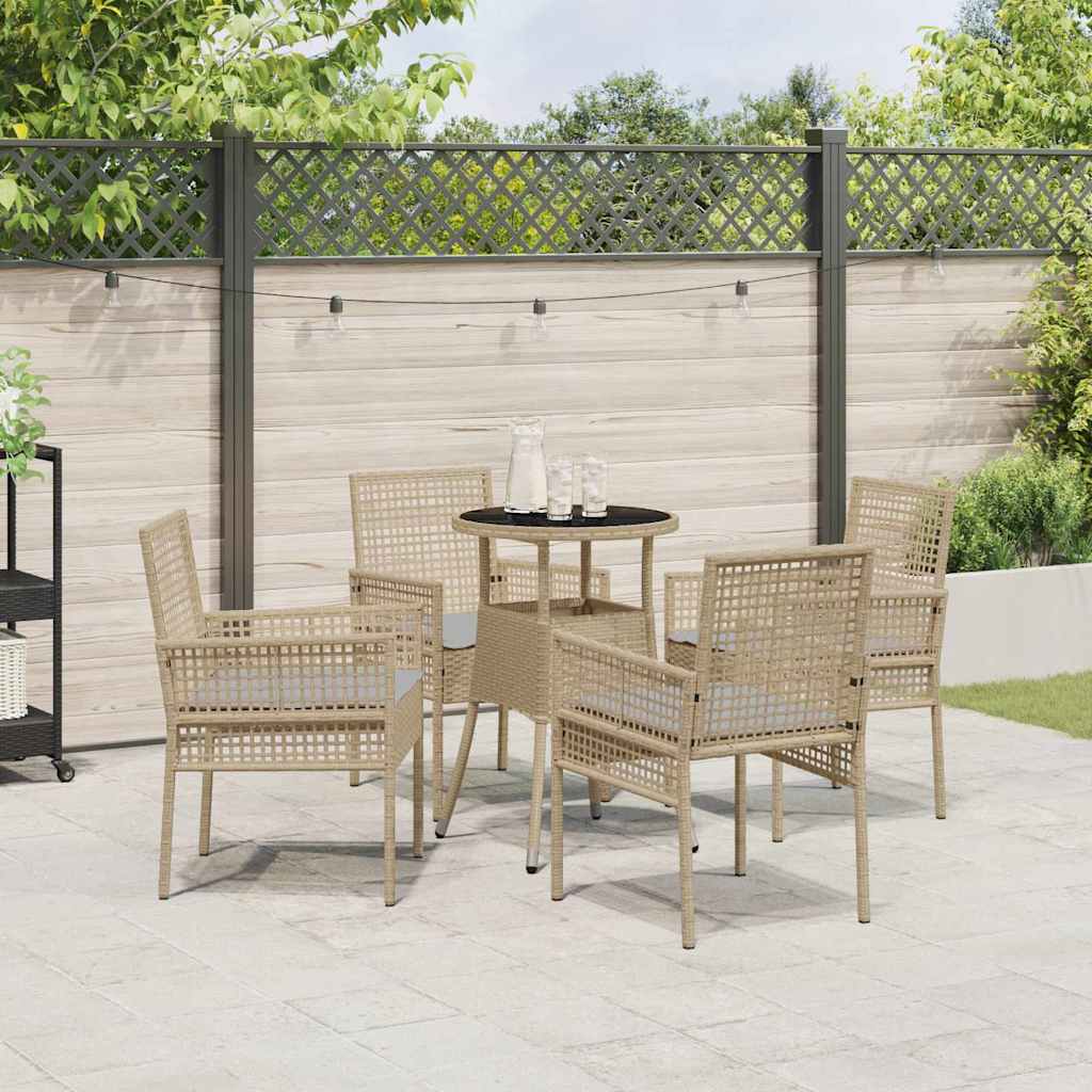 Garten Essgruppe 5 pcs Beige Poly Rattan