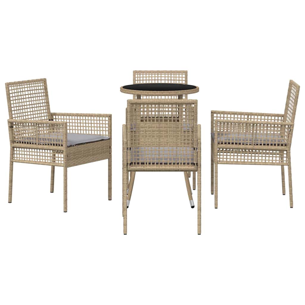 Garten Essgruppe 5 pcs Beige Poly Rattan