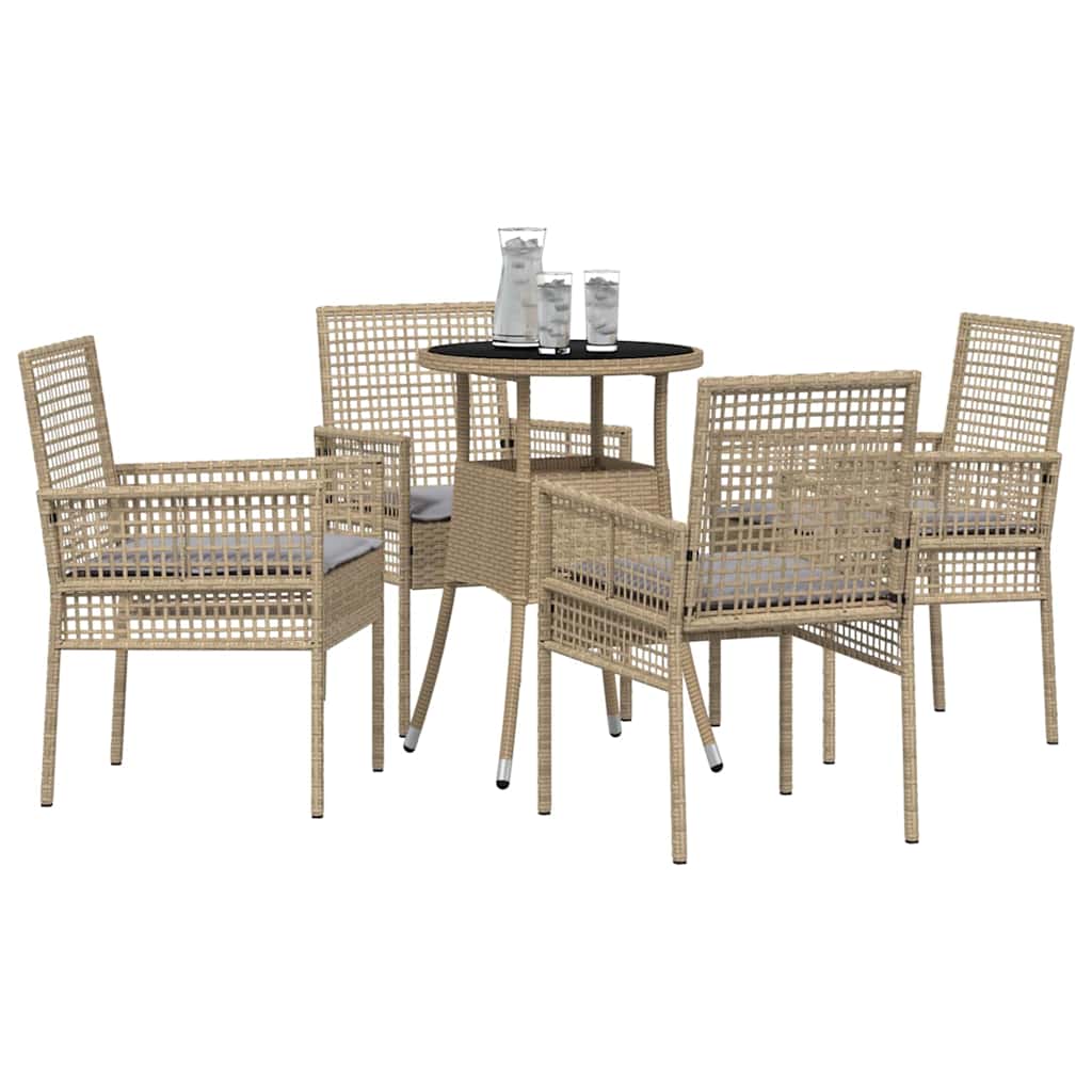 Garten Essgruppe 5 pcs Beige Poly Rattan