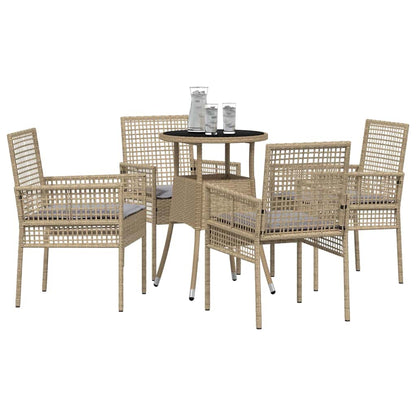 Garten Essgruppe 5 pcs Beige Poly Rattan