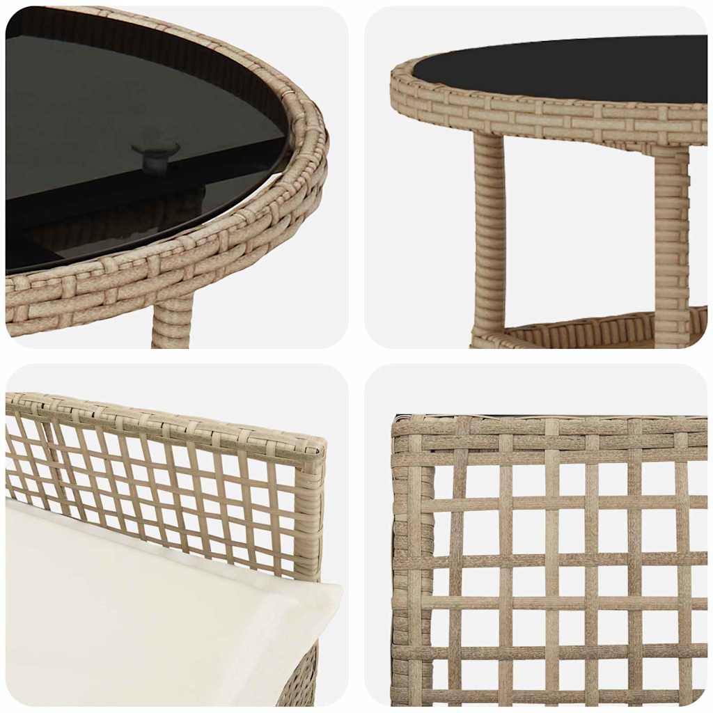 Garten Essgruppe 3 pcs Beige Poly Rattan