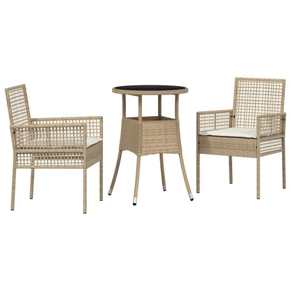 Garten Essgruppe 3 pcs Beige Poly Rattan