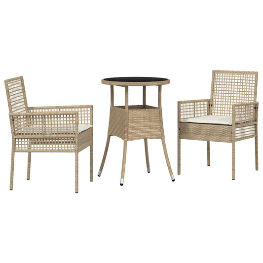 Garten Essgruppe 3 pcs Beige Poly Rattan