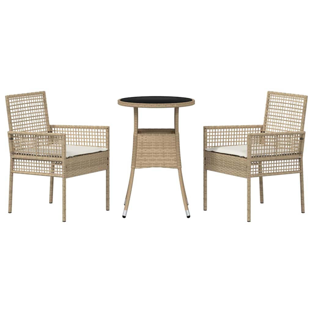 Garten Essgruppe 3 pcs Beige Poly Rattan