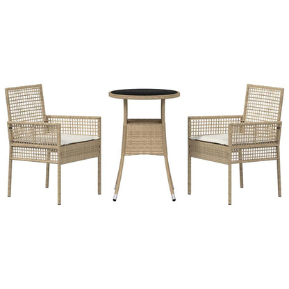 Garten Essgruppe 3 pcs Beige Poly Rattan